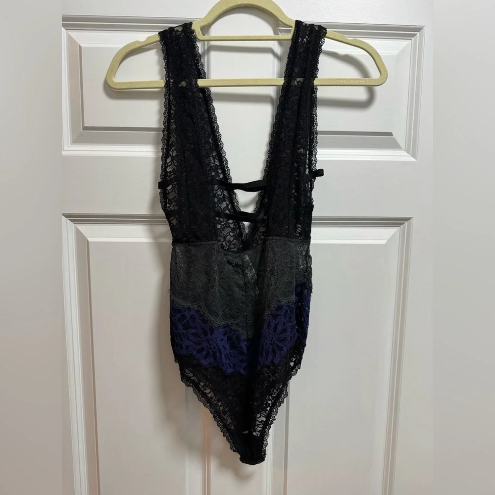 Free People Intimately Black and Blue Lace Bodysuit - Picture 7 of 11